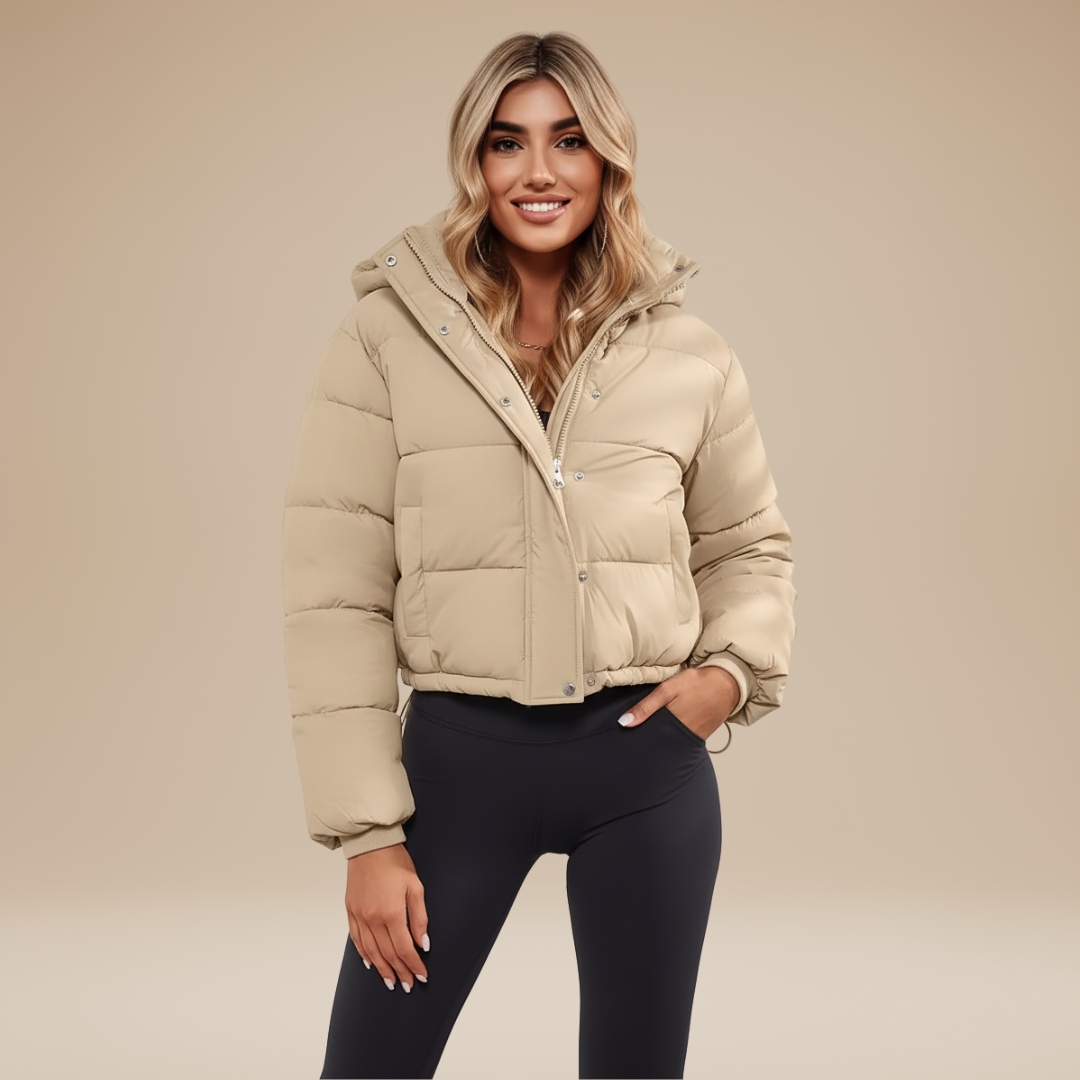 Amelia | Piumino Corto da Donna con Cappuccio Avvolgente