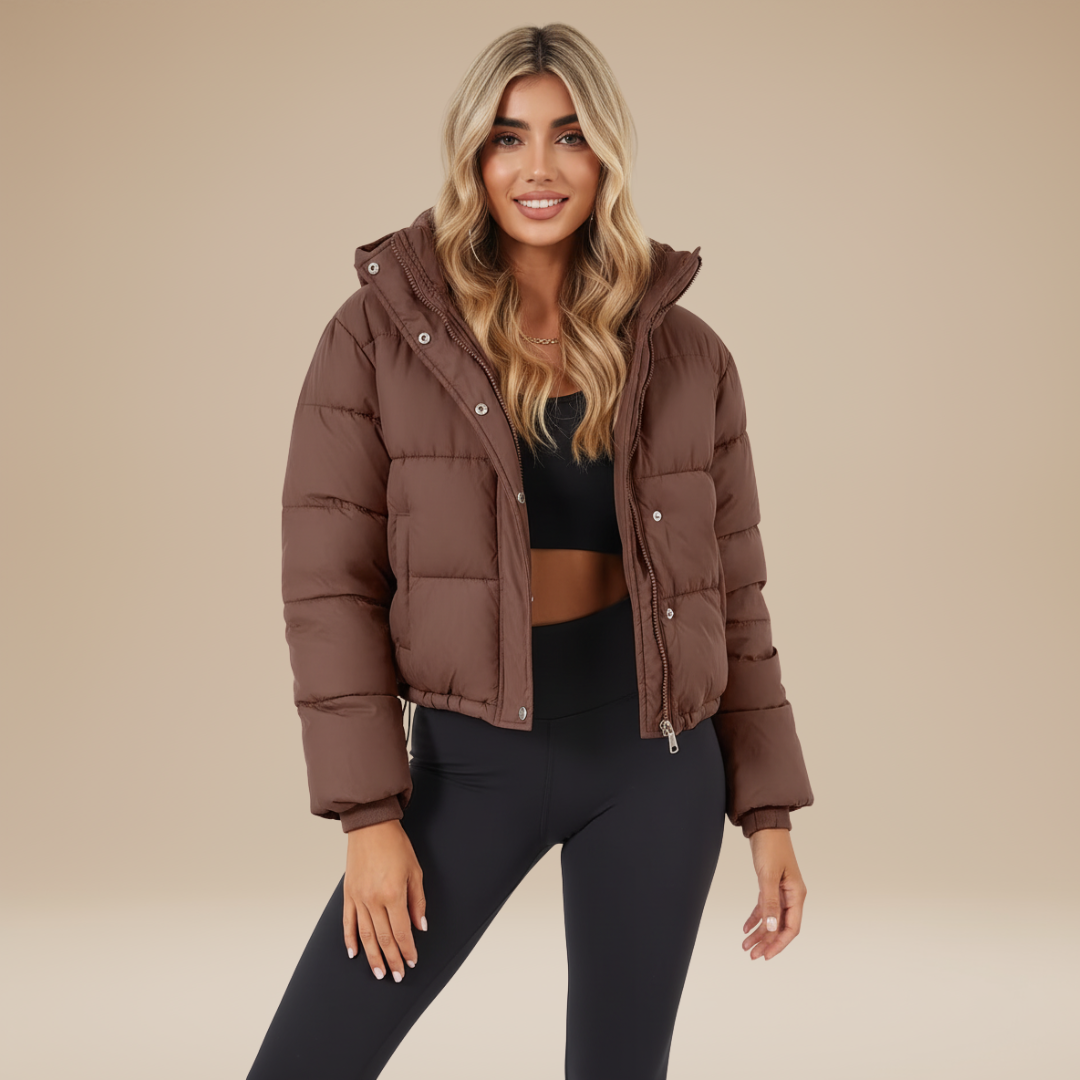 Amelia | Piumino Corto da Donna con Cappuccio Avvolgente