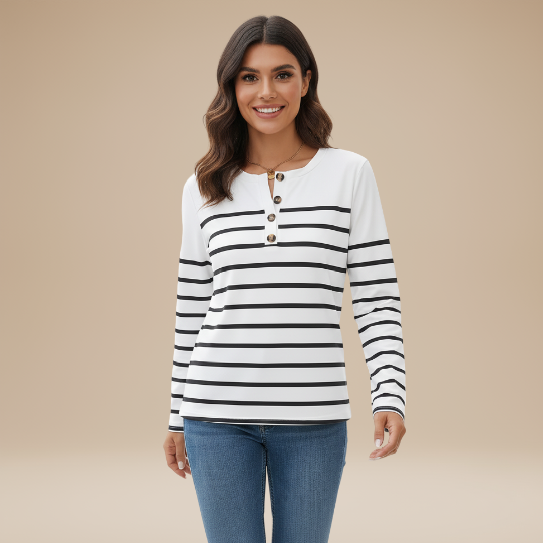 Ornella | Maglione Donna Casual a Righe con Dettagli Raffinati