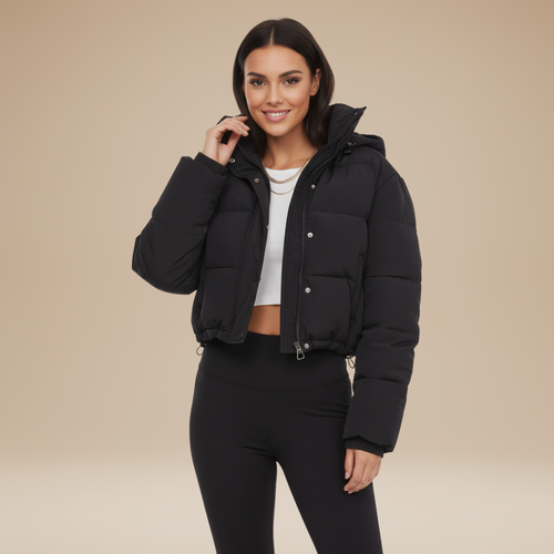 Amelia | Piumino Corto da Donna con Cappuccio Avvolgente