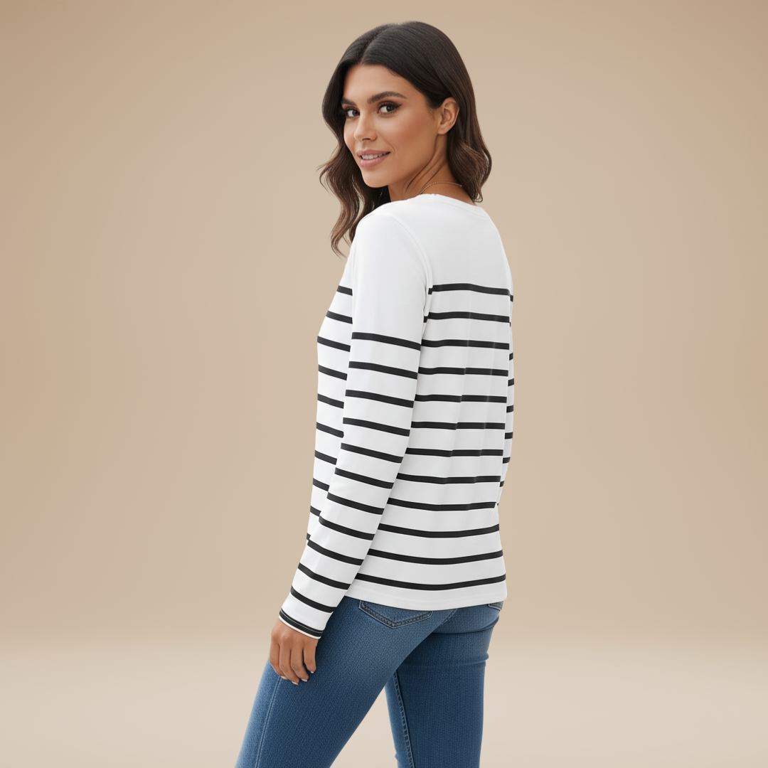 Ornella | Maglione Donna Casual a Righe con Dettagli Raffinati