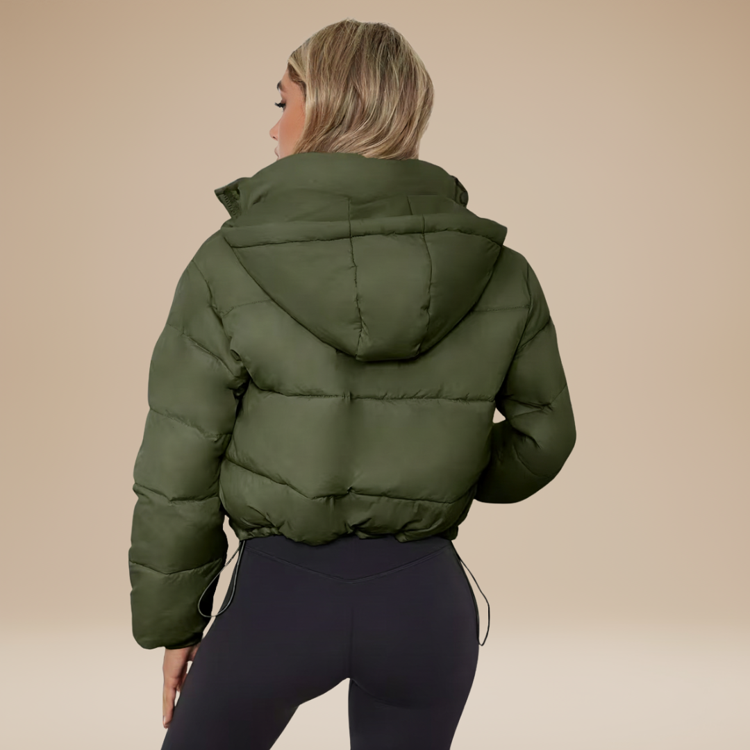 Amelia | Piumino Corto da Donna con Cappuccio Avvolgente